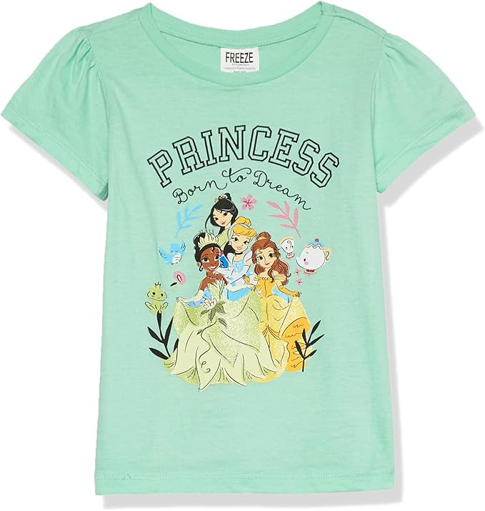 Disney Princess Girls T-Shirt-Cinderella, Belle, Tiana | Amazon (US)