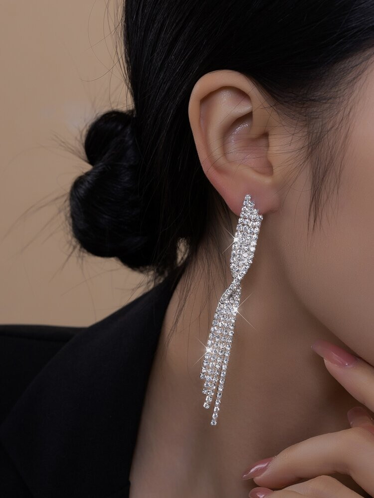 Rhinestone Tassel Drop Earrings | SHEIN