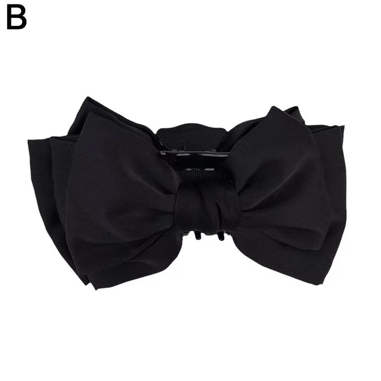 Women Double Sided Bow-knot Grab Clip Satin Big Bow Hair Claws Large Shark Clip X9R6 | Walmart (US)