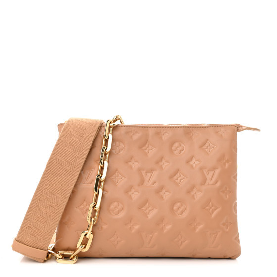 Lambskin Embossed Monogram Coussin PM Camel | FASHIONPHILE (US)