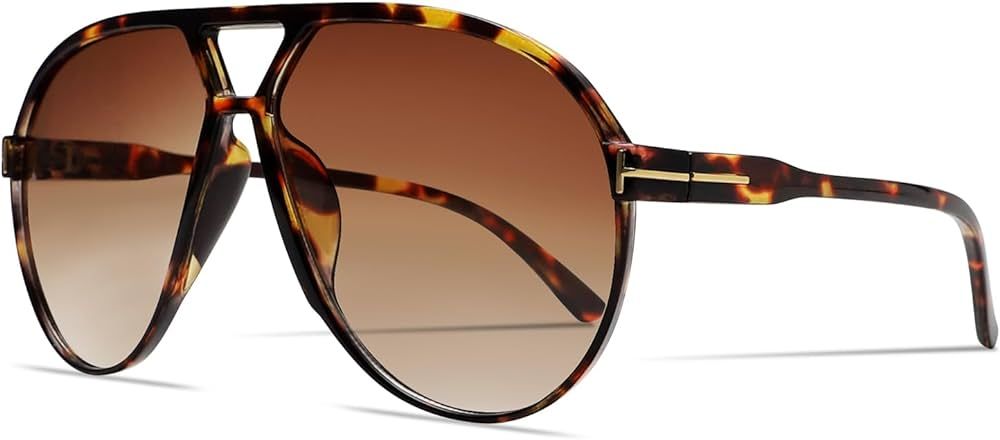 Retro Aviator Sunglasses for Women Men Oversized Classic 70s Vintage Trendy Tangle Free Square Av... | Amazon (US)