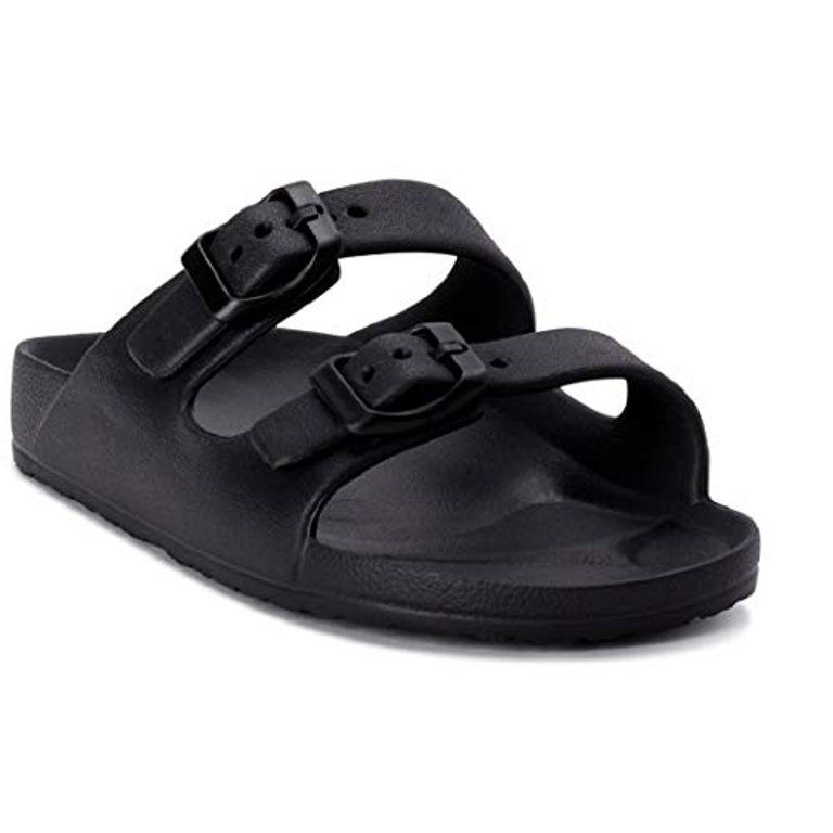 Basic Footbed Buckle Sandals (Little Girls & Big Girls) (Black, 13-1) | Walmart (US)