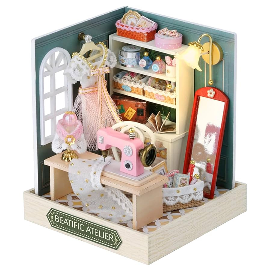 Kisoy Dollhouse Miniature with Furniture Kit, DIY 3D Wooden DIY House Kit with Dust Cover,Handmad... | Amazon (US)