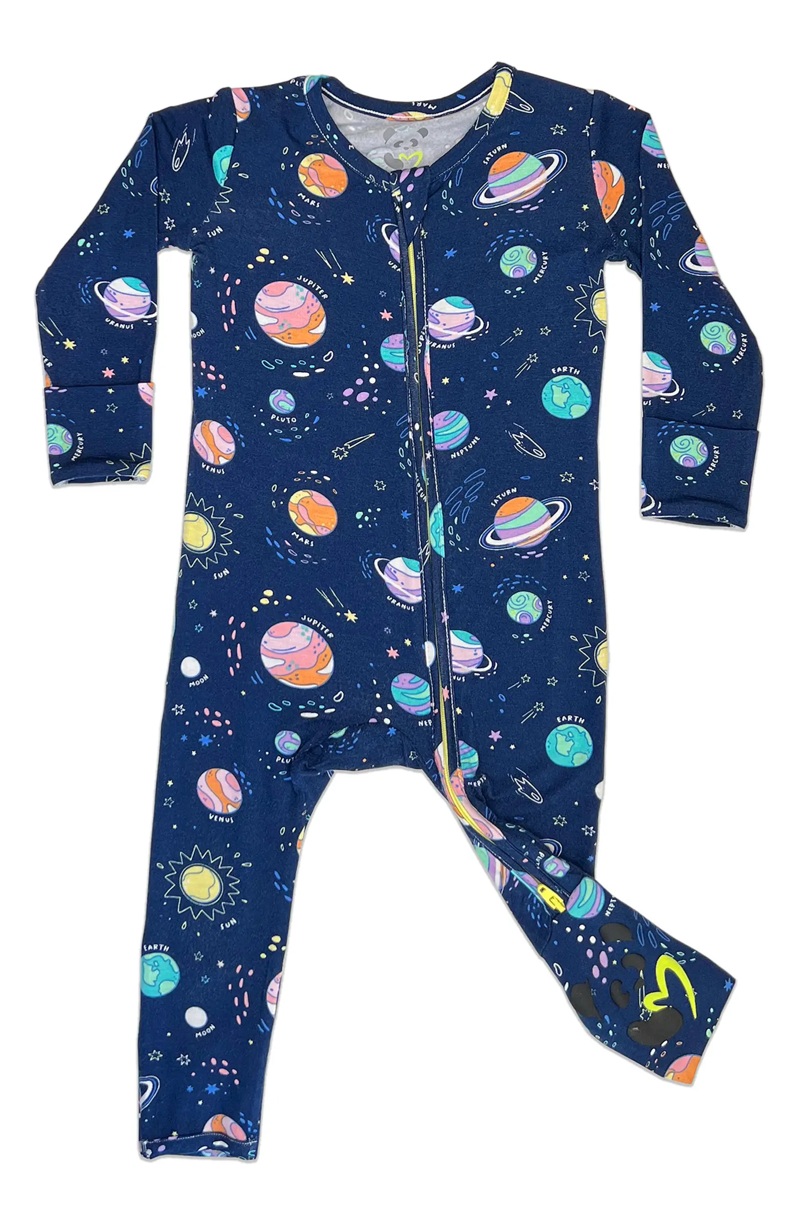 Kids' Planets Fitted Convertible Footie Pajamas | Nordstrom