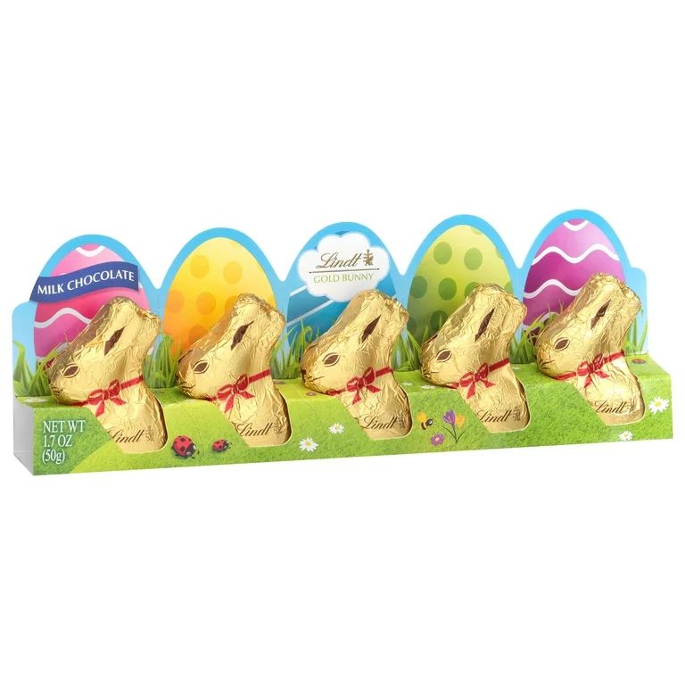 Lindt Gold Bunny, Milk Chocolate, Easter Chocolate Candy Bunny, 1.7 oz, 5 Count | Walmart (US)