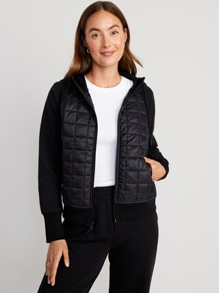 Dynamic Fleece Cropped Hybrid Hoodie for Women | Old Navy (US)