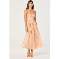 ASTR the Label | Halcyon Floral 3D Flower Appliqué Midi Dress in Peach floral | Size XL | ASTR The Label (US)