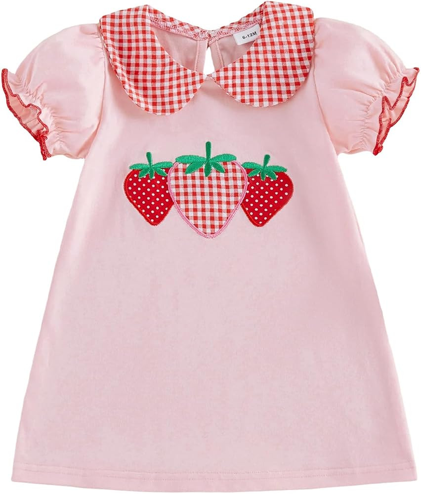 Toddler Baby Girl Dress Puff Short Sleeve Doll Collar Embroidery A Line Dresses Kids Spring Summe... | Amazon (US)