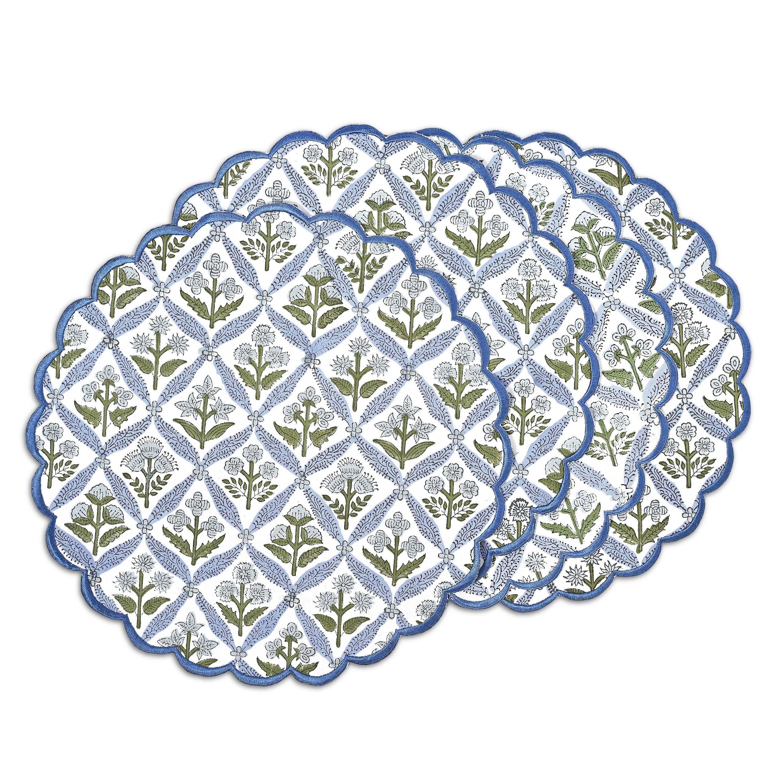 Ridhi Bo-ho Round Place Mat Easter Floral Cotton Washable Placemats 15" Round Embroidery Block Pr... | Amazon (US)