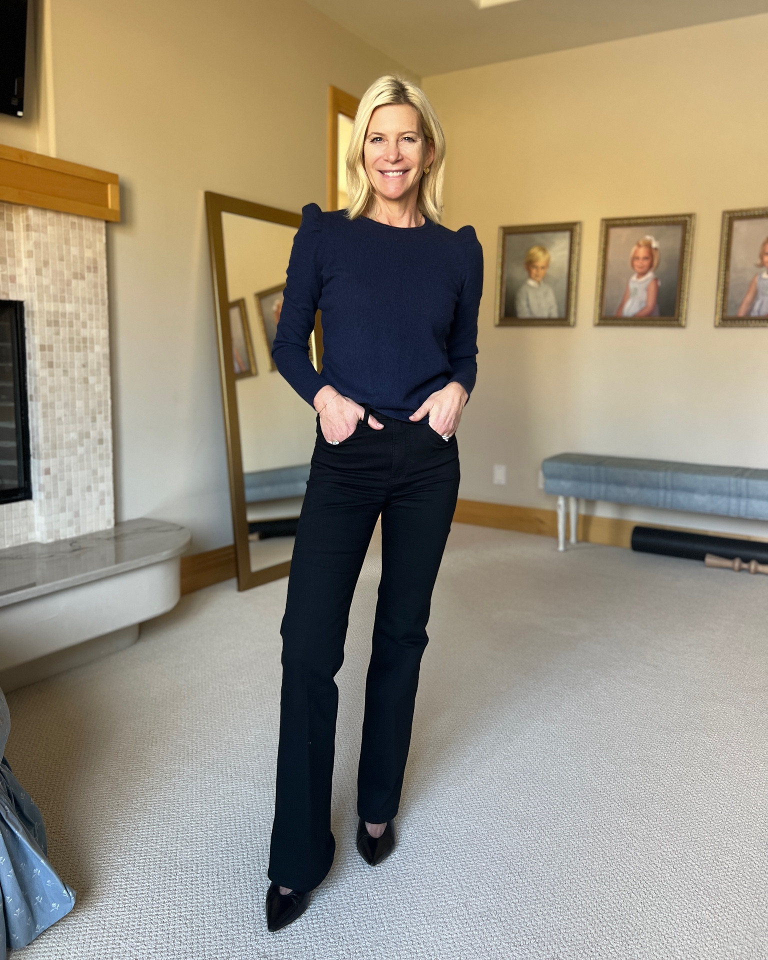 How about a navy cashmere sweater with black flared jeans?!?  Love.  FYI I’m size 2 and 5.6 :) #NavyCashmereSweater #BlackFlaredJeans #ChicStyle #FashionCombo #EverydayElegance #SweaterWeather #DenimLove #FashionFinds

#LTKover40 #LTKstyletip #LTKsalealert