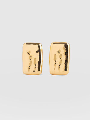 Hammered Rectangle Earrings - Gold | Saint + Sofia (US)