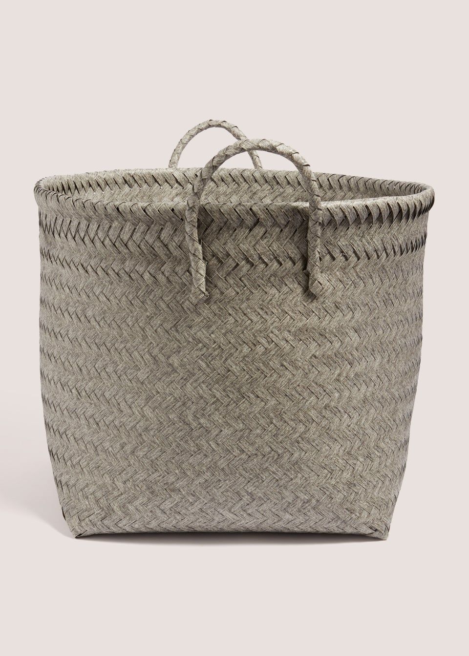 Grey Woven Plastic Round Basket (34cm x 40cm x 40cm) | Matalan (UK)