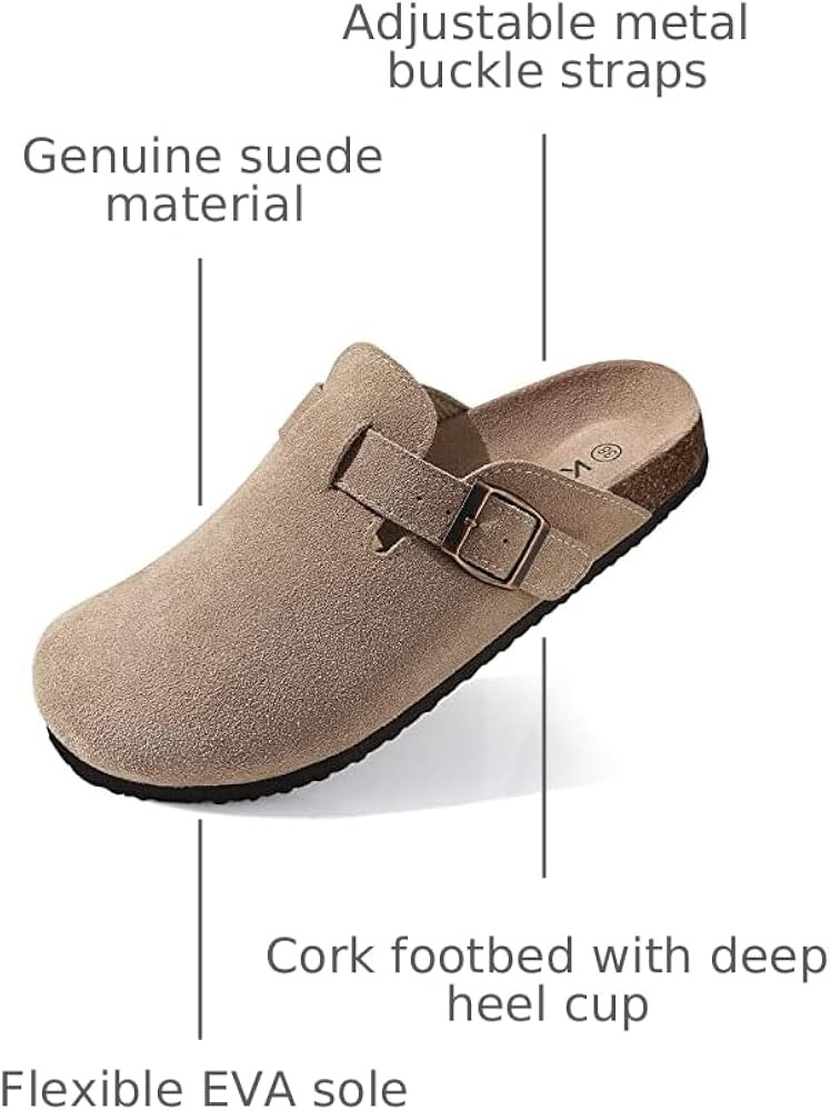 KIDMI Genuine Suede Clogs for Women Cork Footbed Sandals Leather Mules Potato Shoes with Arch Sup... | Amazon (US)