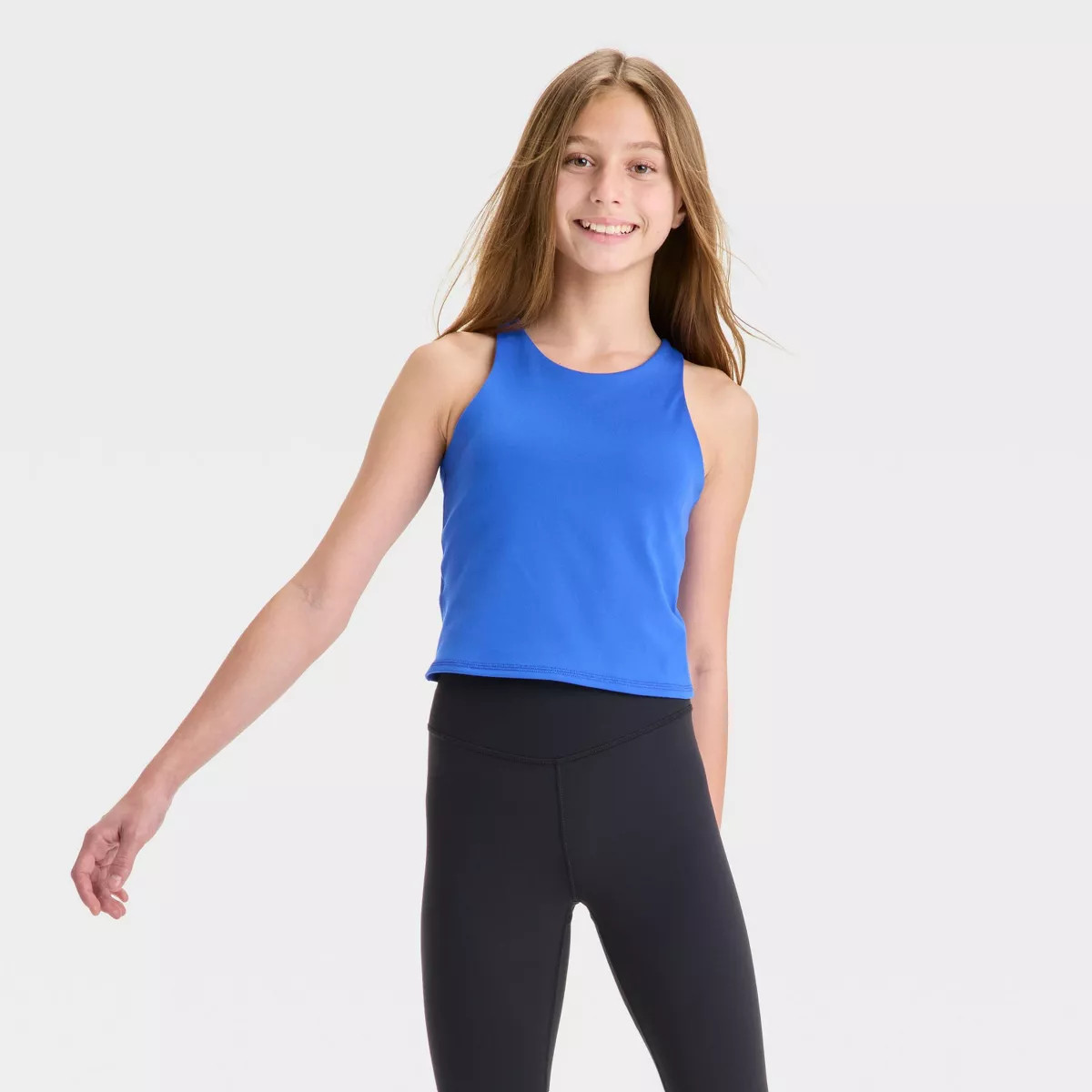 Girls' Strappy Crop Tank Top - All In Motion™ Royal Blue XL | Target