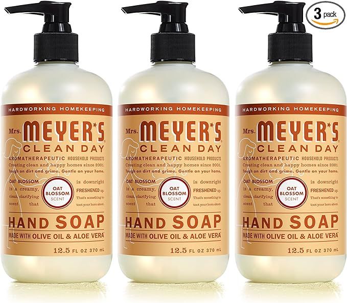 MRS. MEYER'S CLEAN DAY Hand Soap, Made with Essential Oils, Biodegradable Formula, Oat Blossom, 1... | Amazon (US)