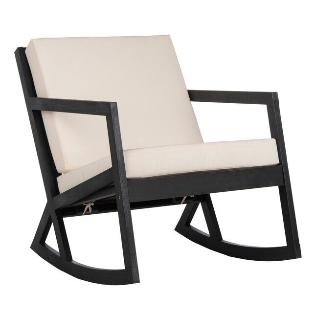 Safavieh Vernon Black Wood Frame Rocking Chair(s) with Off-white Cushioned Seat Lowes.com | Lowe's