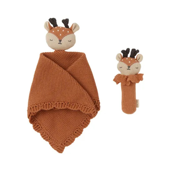 Avery Row Dainty Deer Cuddle Cloth & Rattle Set | Fortnum & Mason