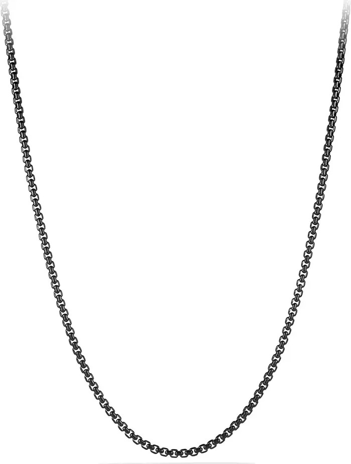 Men's Box Chain Necklace in Darkened Stainless Steel, 4mm | Nordstrom