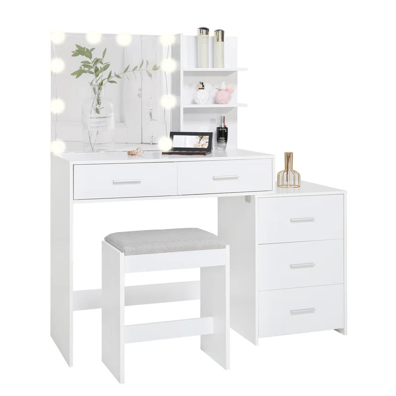43.5'' Wide Vanity Set with Stool and Mirror | Wayfair North America