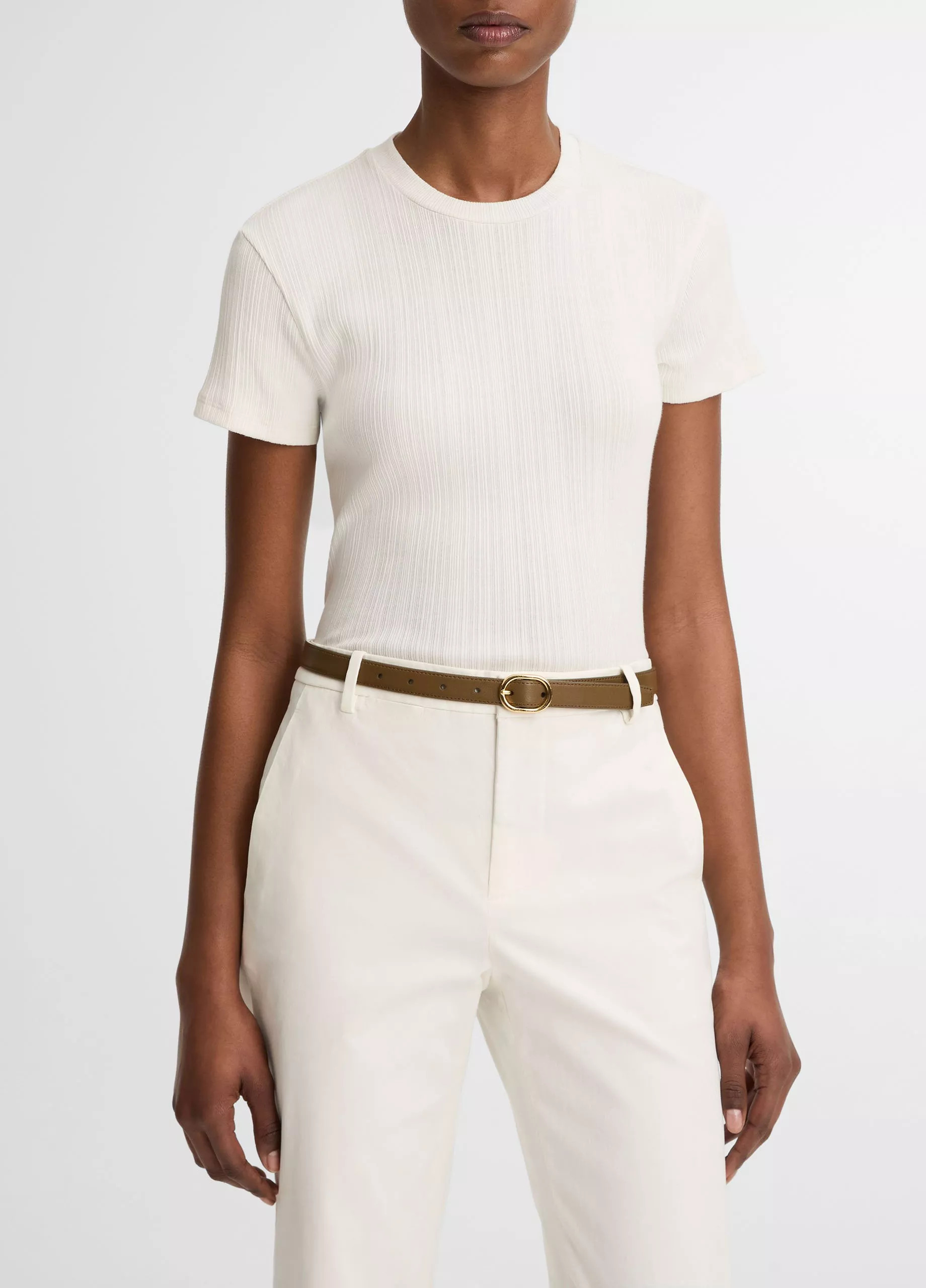 Ribbed Pima Cotton Crew Neck Top | Vince LLC