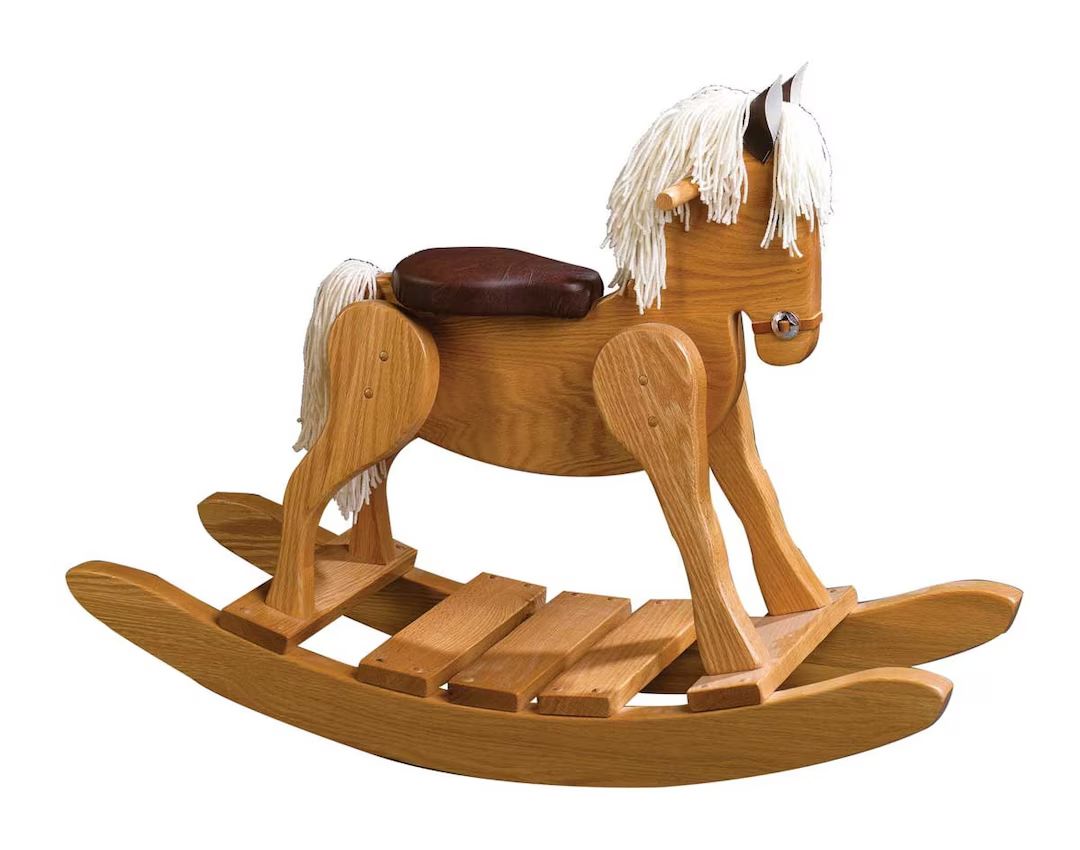 Wooden Rocking Horse With Padded Seat - Etsy | Etsy (US)