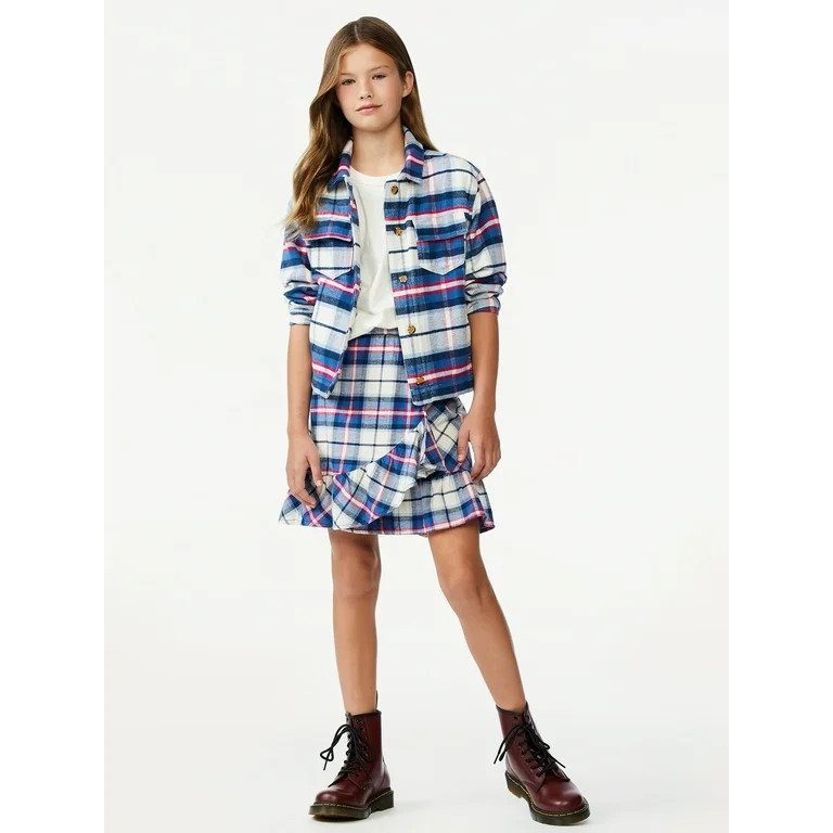 Free Assembly Girls Mixed Ruffle Flannel Skirt, Sizes 4-18 | Walmart (US)
