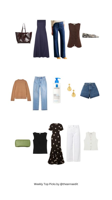 Weekly Top Picks, Spring Summer Style, Spring essentials, Wardrobe Staples, Midi Dress, Denim Shorts, Gold earrings, Waistcoat, Tote Bag 

#LTKstyletip #LTKeurope #LTKSeasonal