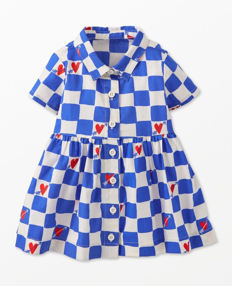 Baby Valentines Print Woven Button Up Dress | Hanna Andersson