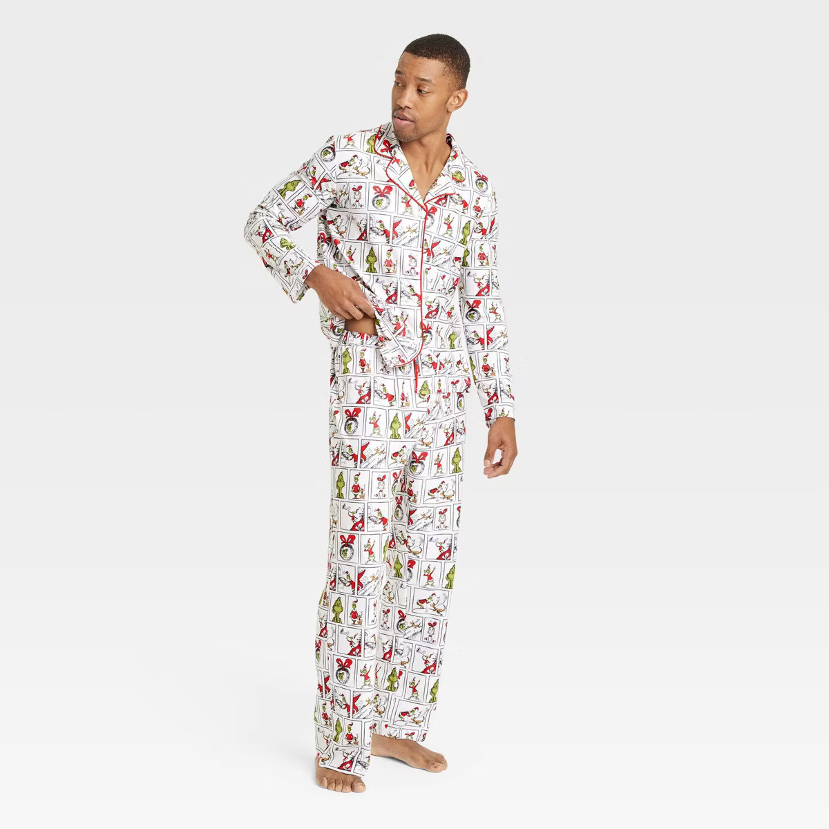 The Grinch Men's Family Sleep Coat Pajama Set - White | Target