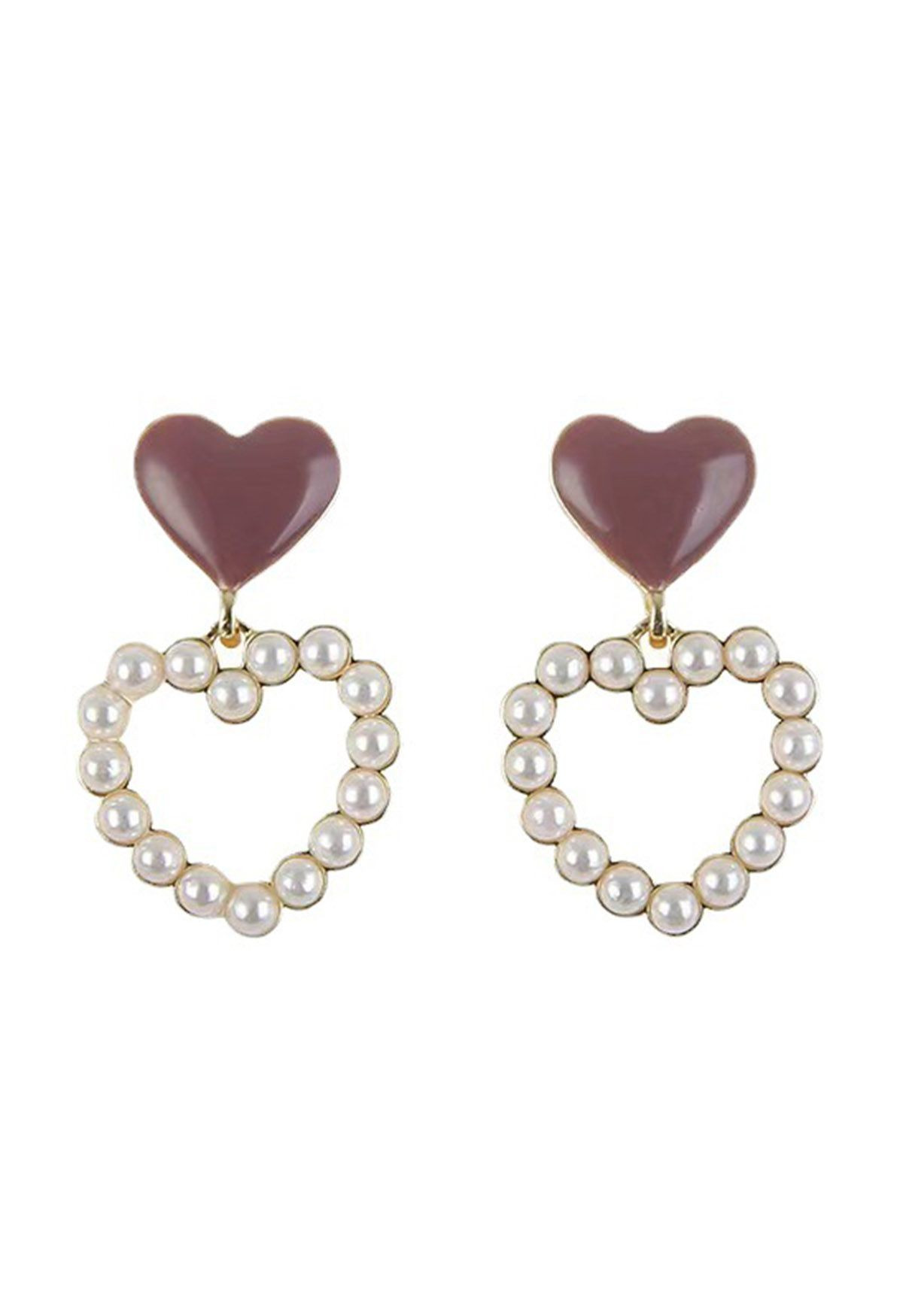 Double Hearts Drop Earrings | Chicwish
