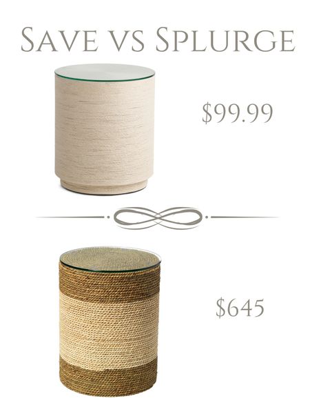 Save or splurge?! 





Rope wrapped raffia accent table, end table, alchemy fine home, Marshall’s TJ Maxx 

#LTKhome