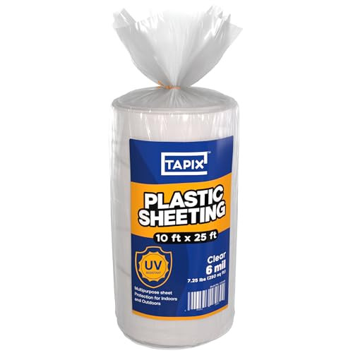Plastic Sheeting (10' x 25') Long, 6 Mil - UV Protection Poly Sheeting Polyethylene Film, Heavy D... | Amazon (US)