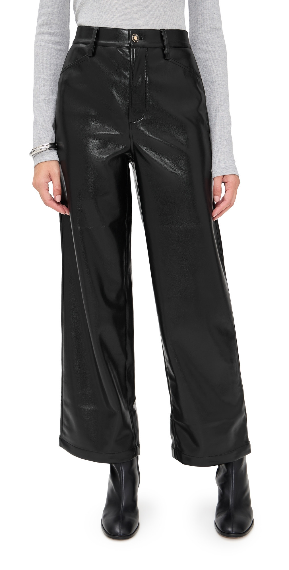 Favorite Daughter The Mischa Faux Leather Super High Rise Wide Leg Ankle Pants RV 29 | Shopbop