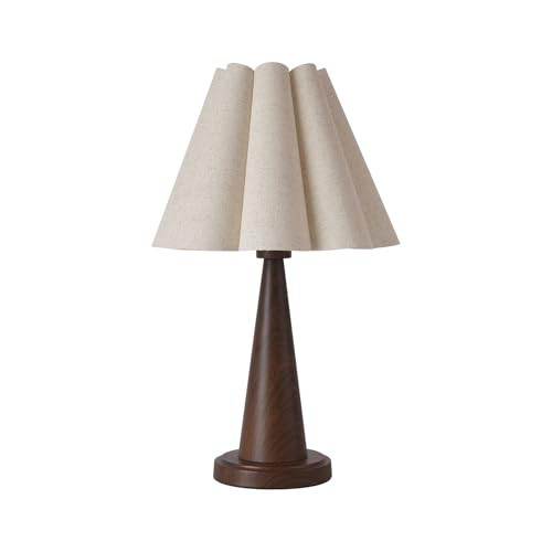 KUNJOULAM Boho Table Lamp, Modern Bedside Nightstand Lamp with Linen Lampshade, Wood Grain Metal Base Retro Desk Light for Bedroom Living Room Office (Without Buld) | Amazon (US)