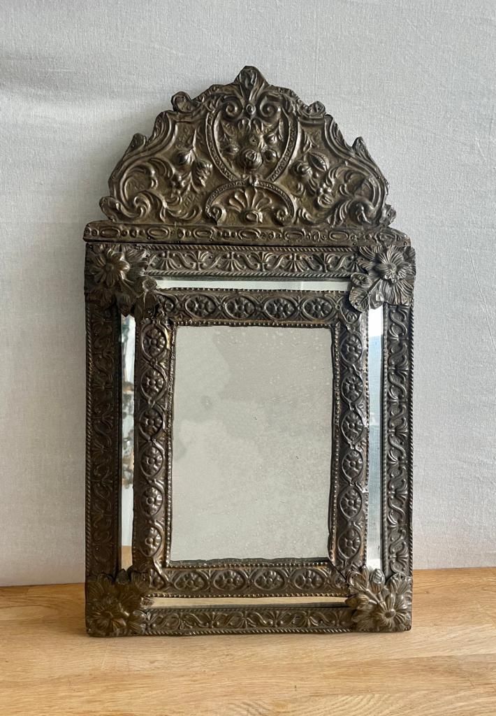 Antique Late 19th c French Napoleon III Repousse Mirror | Vintage Keepers