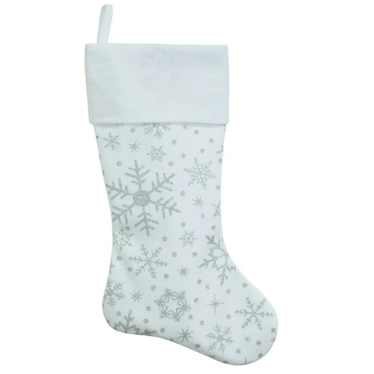 Velvet Snowflake Christmas Stocking, White, 20", by Holiday Time | Walmart (US)