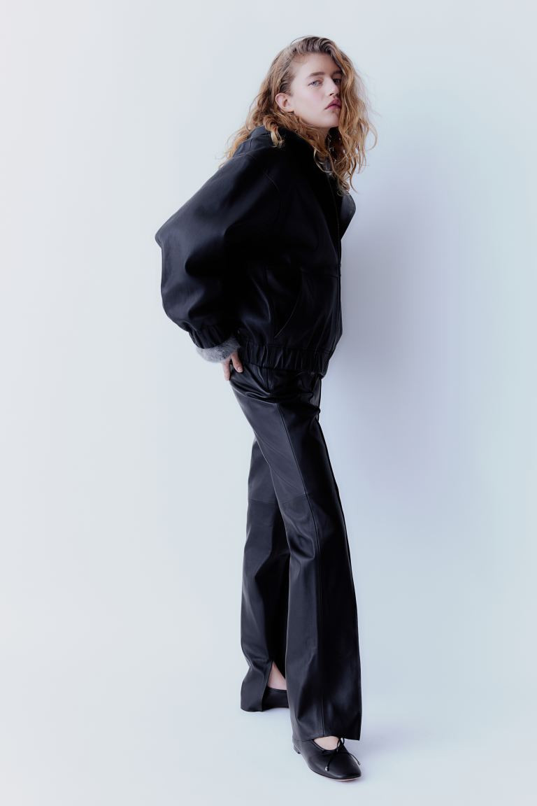 Slit-hem leather trousers | H&M (UK, MY, IN, SG, PH, TW, HK)