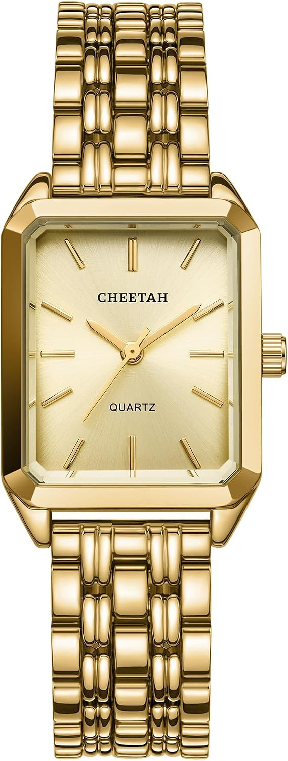 CHEETAH Women's Gold-Tone Dainty Watch, Retro Style Rectangular Case and Stainless Steel Band, Gift for Her | Amazon (US)