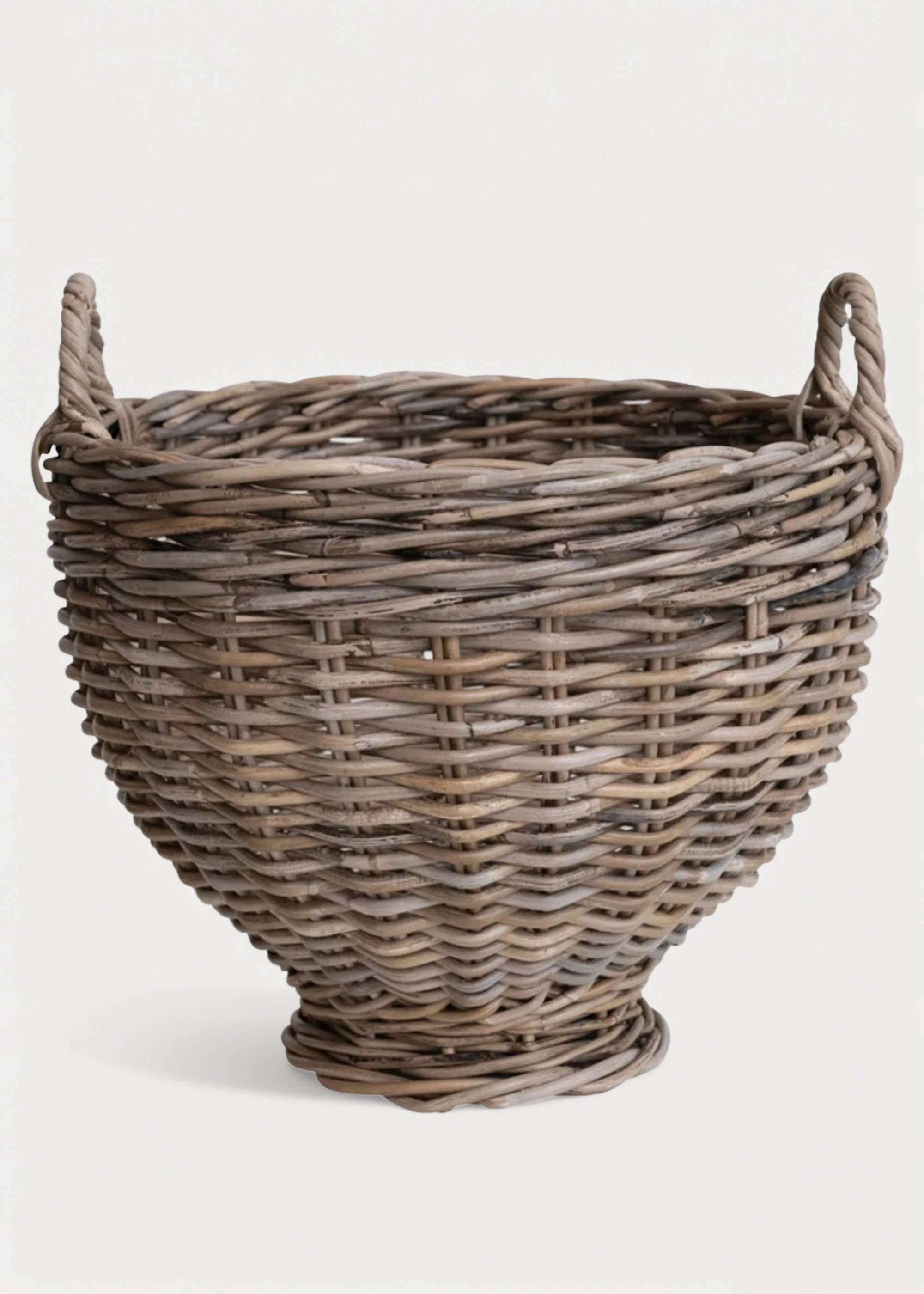 Handmade Rattan Footed Basket with Handles - 16 | Afloral