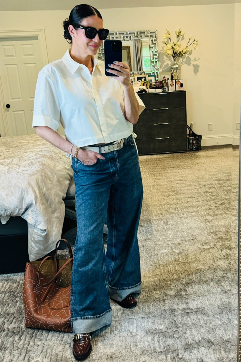 Easy cropped button down look 

#LTKOver40 #LTKSeasonal #LTKStyleTip