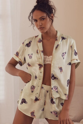 By Anthropologie Silky Patterned Pajama Top | Anthropologie (US)