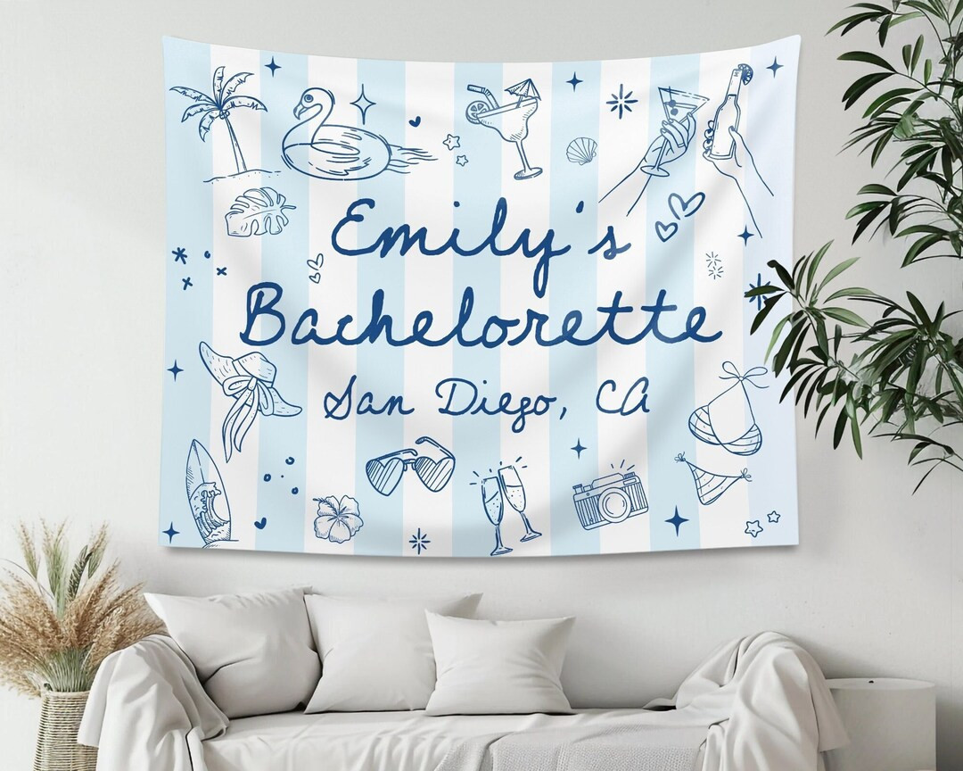 Custom Bachelorette Party Tapestry, Beach Bachelorette Weekend Backdrop, Bridal Shower, Bachelore... | Etsy (US)