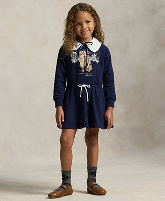 Girls 2T-6X Polo Bear Fleece Sweatshirt Dress | Macy's