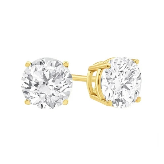 Paris Jewelry 14K Yellow Gold 0.5 Ct Created White Diamond Round Stud Earrings Gift for Women and... | Walmart (US)