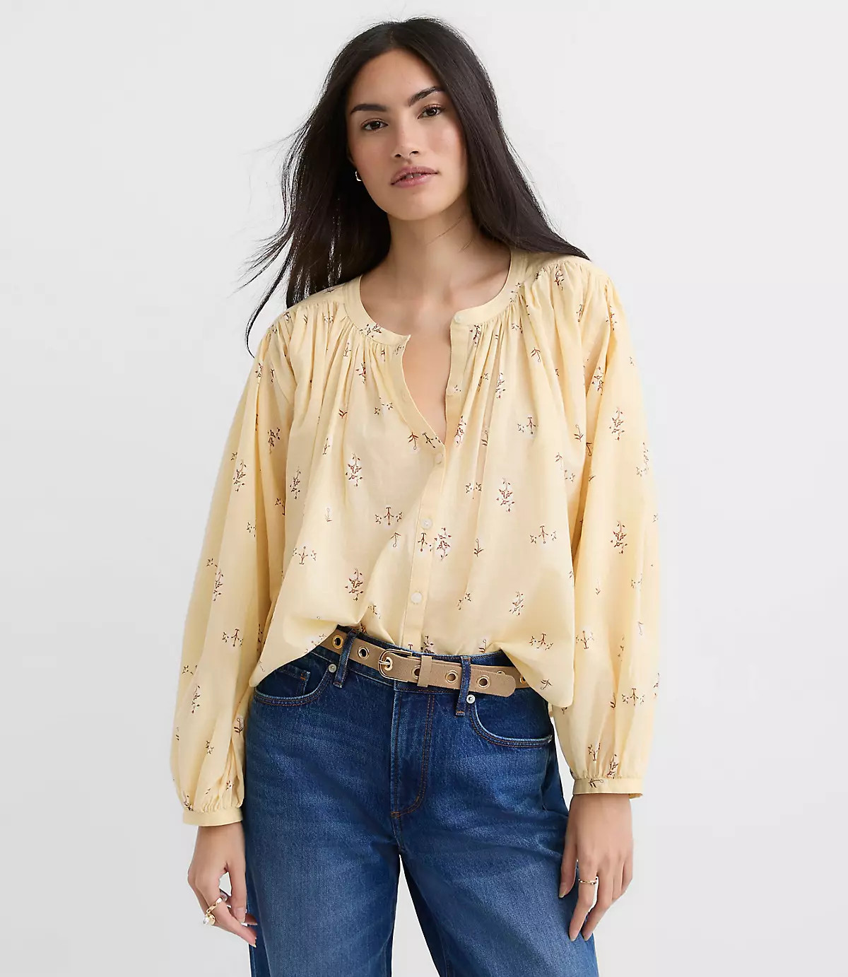 Floral Balloon Sleeve Blouse | LOFT