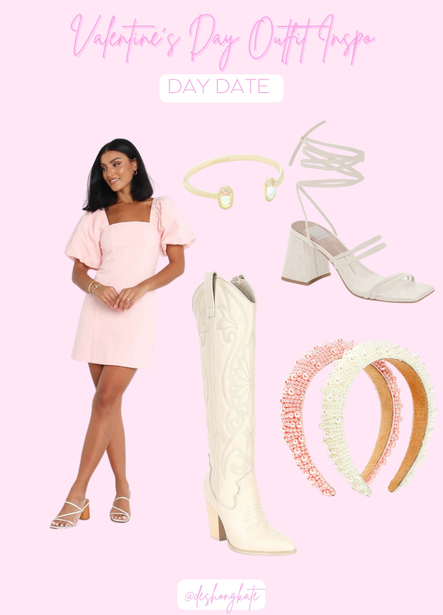 Valentine’s Day. Date night. Day date . Girly outfits . Light pink. Headbands. Knee high boots. Puff sleeves. Outfit ideas 

#LTKunder100 #LTKFind #LTKGiftGuide