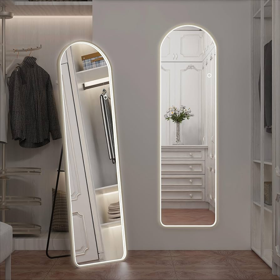 LED Full Length Mirror with Lights Arch Design, 56"x16" Full Body Mirror with Stands, Full Length... | Amazon (US)