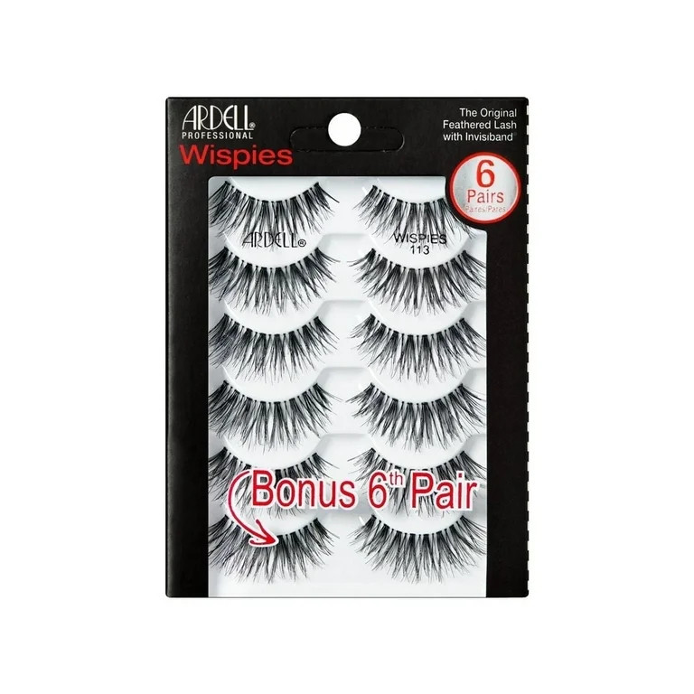 Ardell Wispies 113 Reusable False Eyelashes with Invisiband, Extra Long Wispy Lashes, 6 Pairs | Walmart (US)