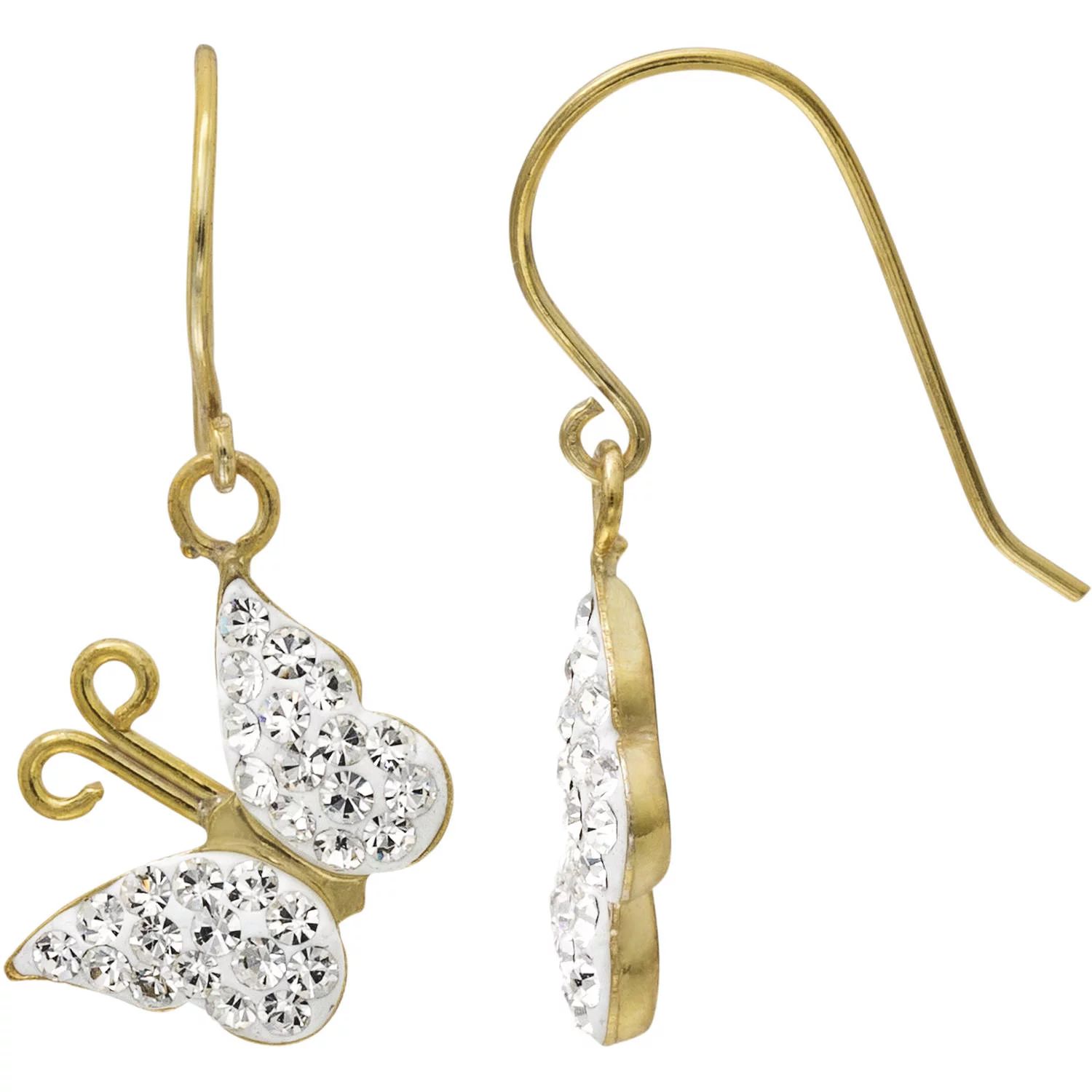 Brilliance Fine Jewelry Clear Crystal 18kt Gold Over Sterling Silver Butterfly Dangle Earrings | Walmart (US)
