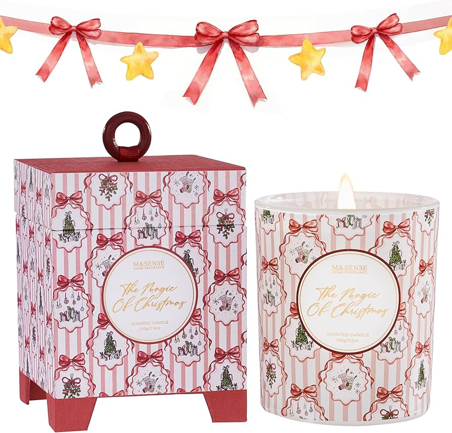 M&SENSE Christmas Holiday Candle - The Magic of Christmas Scent, 7.4 oz Soy Wax, Winter Scented C... | Amazon (US)